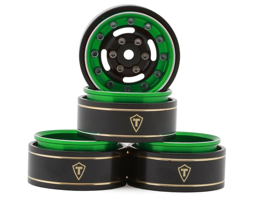 Treal Hobby Type F 1.0" Deep Dish Beadlock Wheels (4pcs) (Green) - TLHTSCX24-237