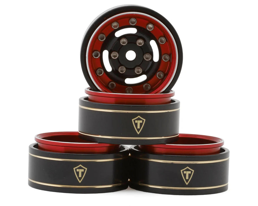 Treal Hobby Type F 1.0" Deep Dish Beadlock Wheels (4pcs) (Red) - TLHTSCX24-239