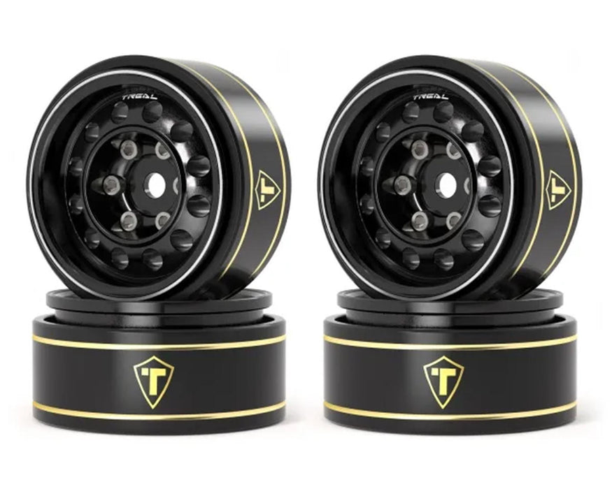 Treal Hobby Type K 1.0" 12-Hole Beadlock Wagon Wheel Rims (Black) (4) - TLHTSCX24-251