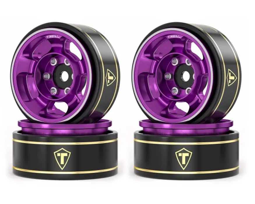 Treal Hobby Type G 1.0" Beadlock 5-Spoke Classic Wheels (4pcs) (Purple) - TLHTSCX24-258