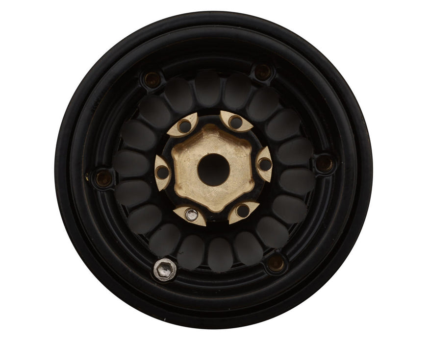 Treal Hobby Type D 1.0" Brass Beadlock Wheels (Black/Gold) (4) - TLHTSCX24-265
