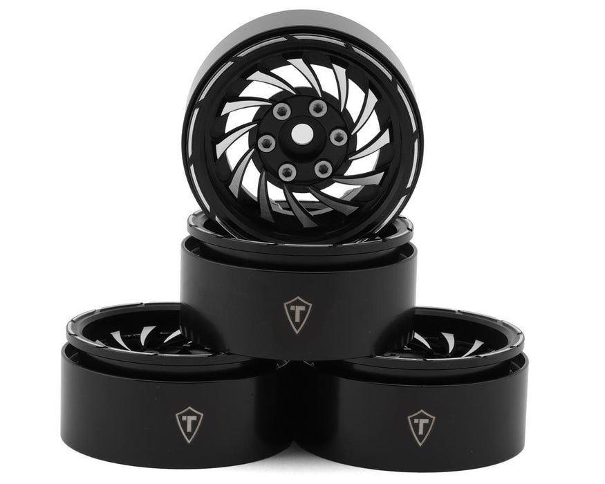 Treal Hobby Cyclone 1.9" Beadlock Rims (Black) (4) - TLHTWHEEL-179