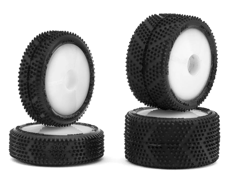 Upgrade RC Micro Spiker Pre-Mounted Front & Rear Carpet Tires, Losi Micro B (White) - UPG-10011