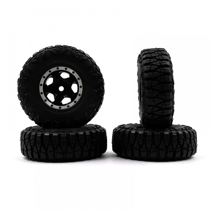 Yeah Racing 1/24 Aluminum CNC 5 Spoke Beadlock Wheel Set Black - WL-0165BK