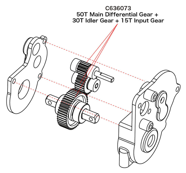 Panda Hobby Gear Set: 50 Main Differential, 30T Idler, 15T Input - PHTC636073