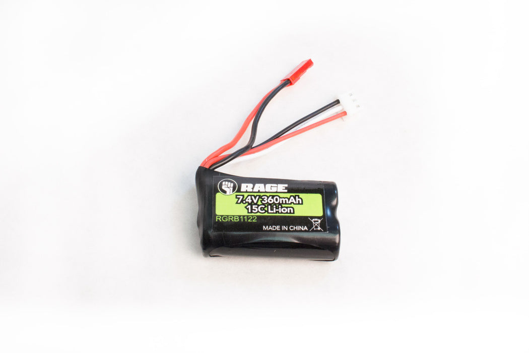 Rage RC 7.4v 360mAh Li-ion Battery; Black Marlin MX - RGRB1122
