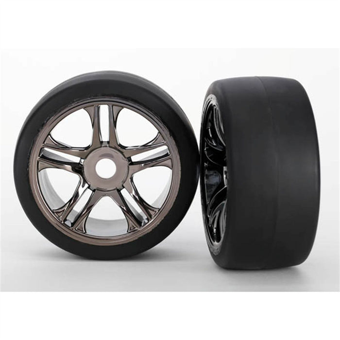 Traxxas Assembled Black Chrome Rear XO-1 Tires/Wheels (2) - 6477