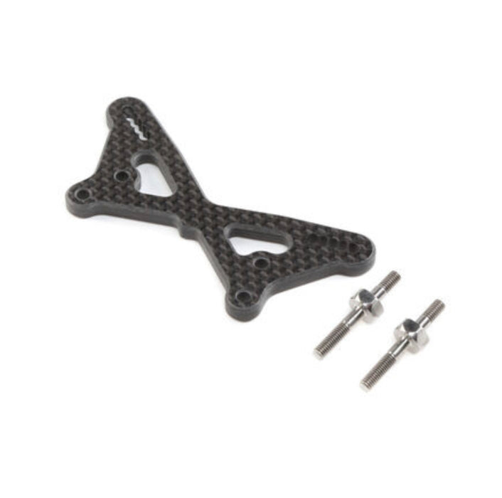 Team Losi Racing Carbon Front Tower with Ti Standoffs: 22 5.0 - TLR334054