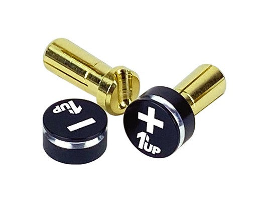 1UP Racing LowPro Bullet Plugs & Grips - 5mm - Black/Black - 1UP190412