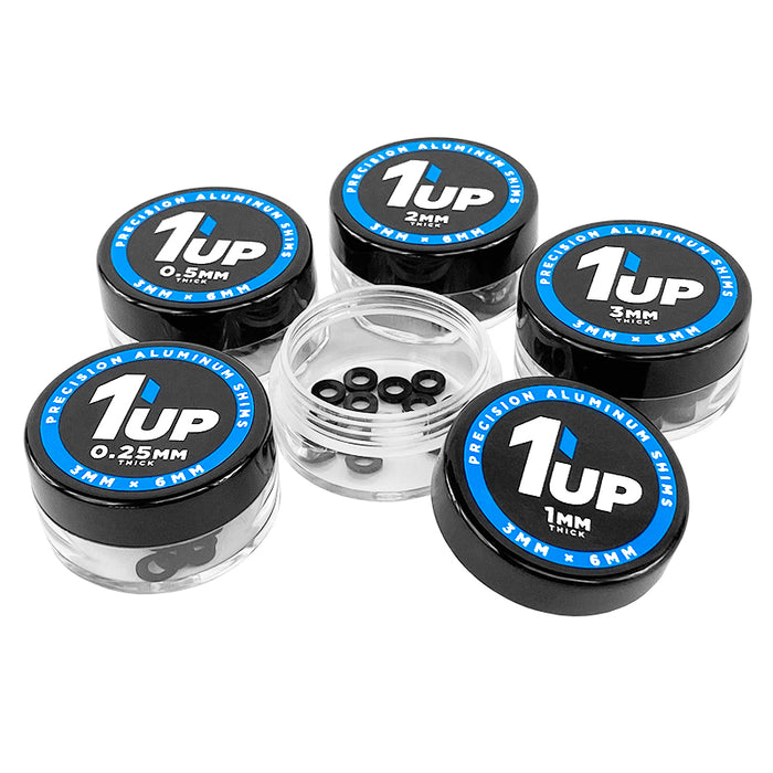 1UP Racing 3x6 Precision Aluminum Shim Set, Black, (60 pcs) 1UP80300