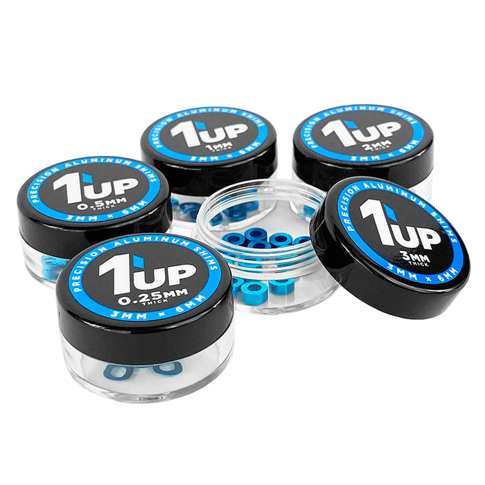 1UP Racing 3x6 Precision Aluminum Shim Set, 1UP Blue, (60 pcs) 1UP80310