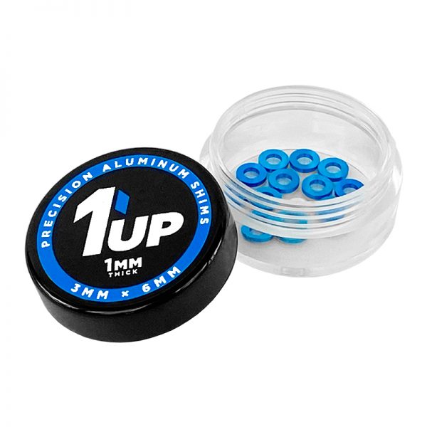 1UP Racing 3x6x1mm Precision Aluminum Shims, 1UP Blue, (12 pcs) 1UP80313