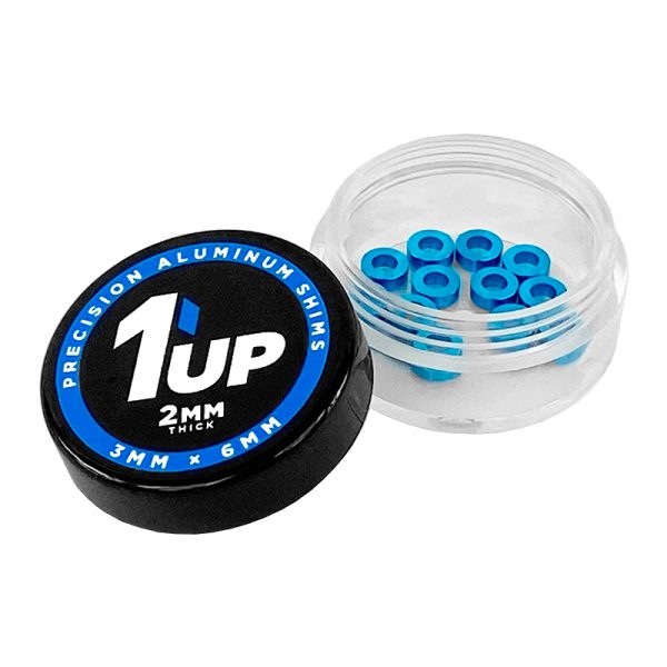 1UP Racing 3x6x2mm Precision Aluminum Shims, 1UP Blue, (12 pcs) 1UP80314