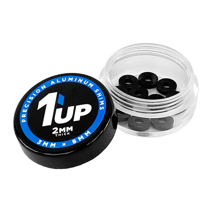 1UP Racing 3x8x2mm Precision Aluminum Shims, Black, (10 pcs) 1UP80404