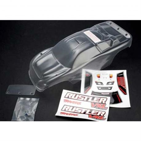 Traxxas Rustler VXL Clear 1/10 Truck Body with Decal Hardware - 3714
