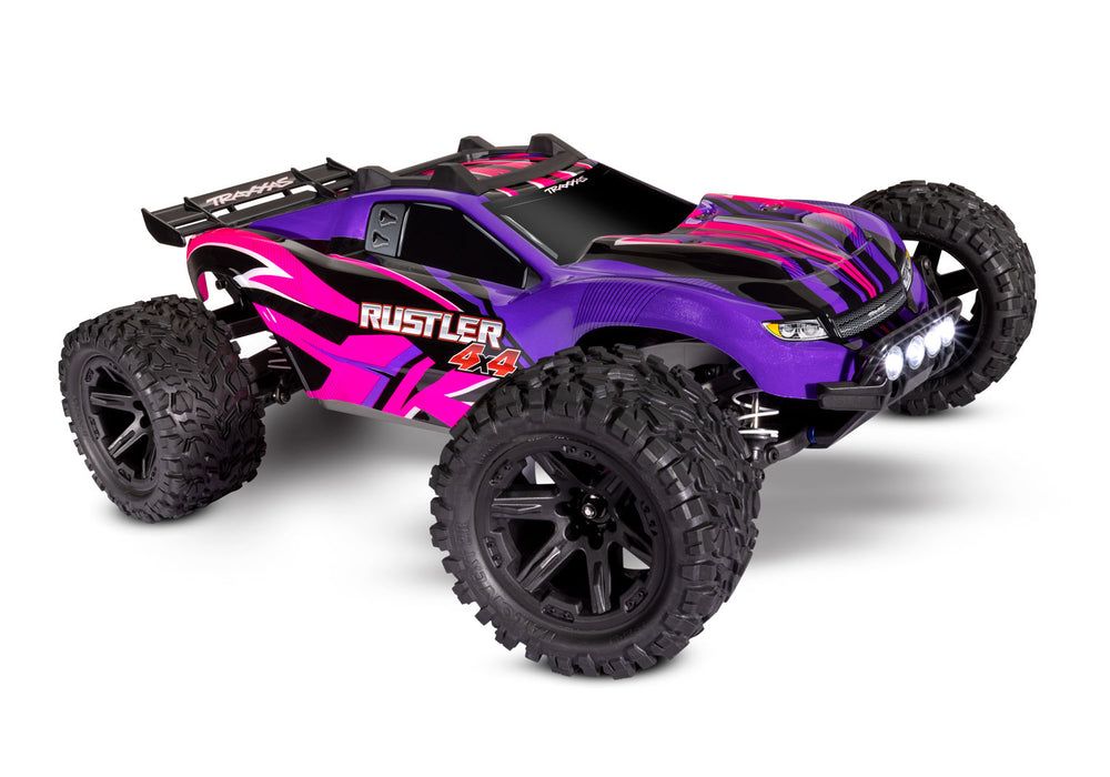 Traxxas Rustler RTR 4X4 Stadium Truck w/ Lights & Battery & Charger (Pink)