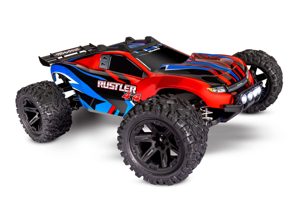 Traxxas Rustler RTR 4X4 Stadium Truck w/ Lights & Battery & Charger (Red) - TRA67064-61-RED