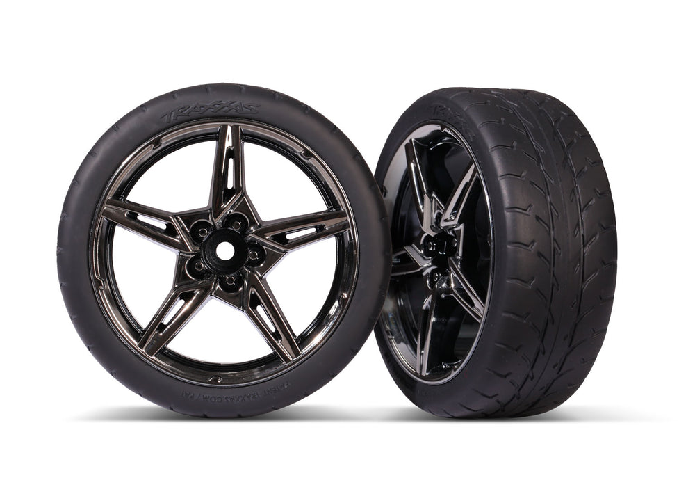 Traxxas 2.1' Response Tires and Split-Spoke Black Chrome Wheels (front) (2) - 9370