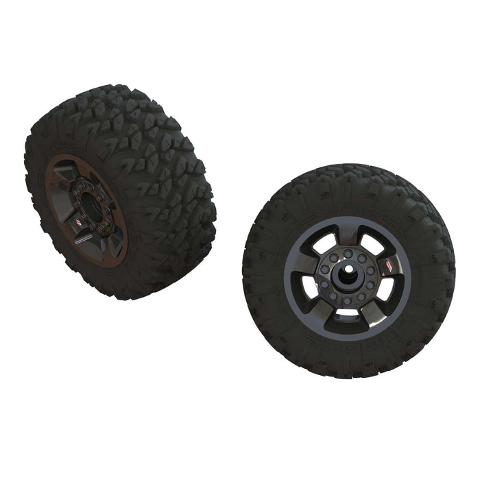 Arrma 1/8 RAGNAROK MT Front/Rear 2.8 Pre-Mounted Tires, ST, 14mm Hex, Black Chrome (2) - ARA550053