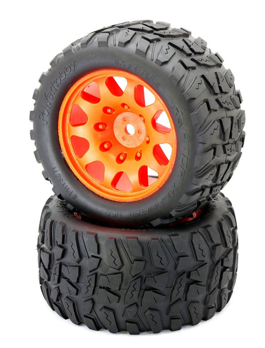 Powerhobby Raptor XL Belted Orange Tires / Viper Wheels for X-Maxx (2) - PHBPHT3271ORANGE