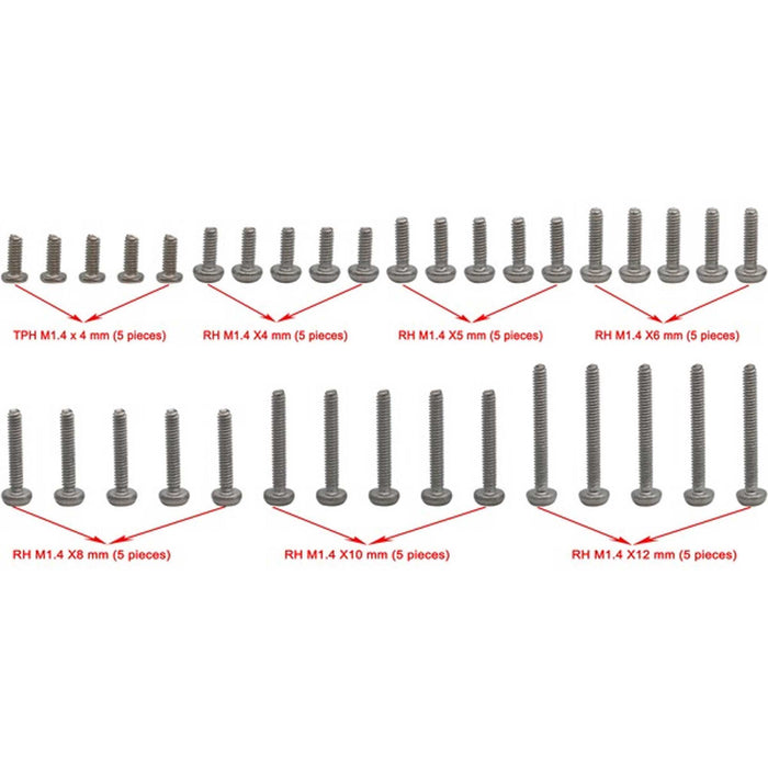 Hot Racing M1.4 Round Head Screw Set for Axial SCX24 (35pcs) - HRASXTF14MSS