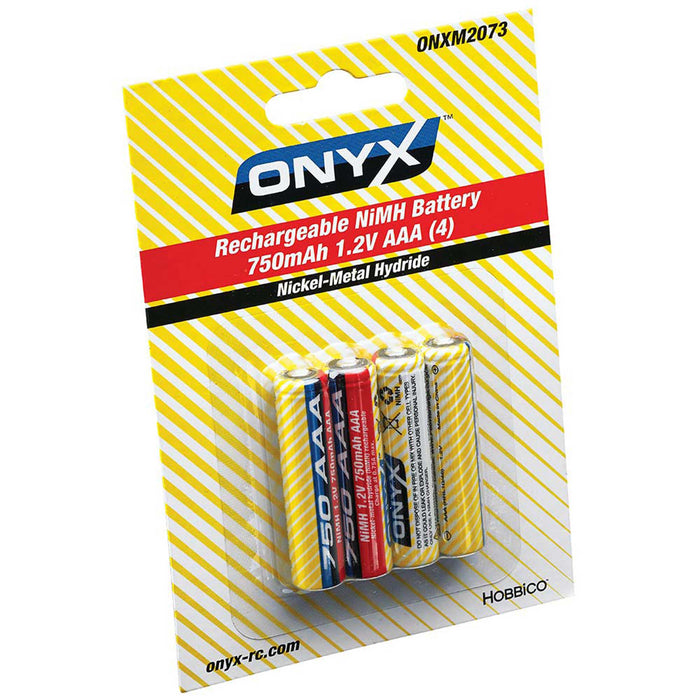 Onyx 1.2V 750mAh Rechargeable NiMH AAA Single Cells (4) - ONXM2075