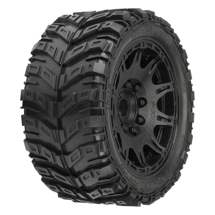 Pro-Line 1/6 Masher X HP Belted Fr/Rr 5.7" MT Tires Mounted 24mm Black Raid (Pair) - PRO1017610