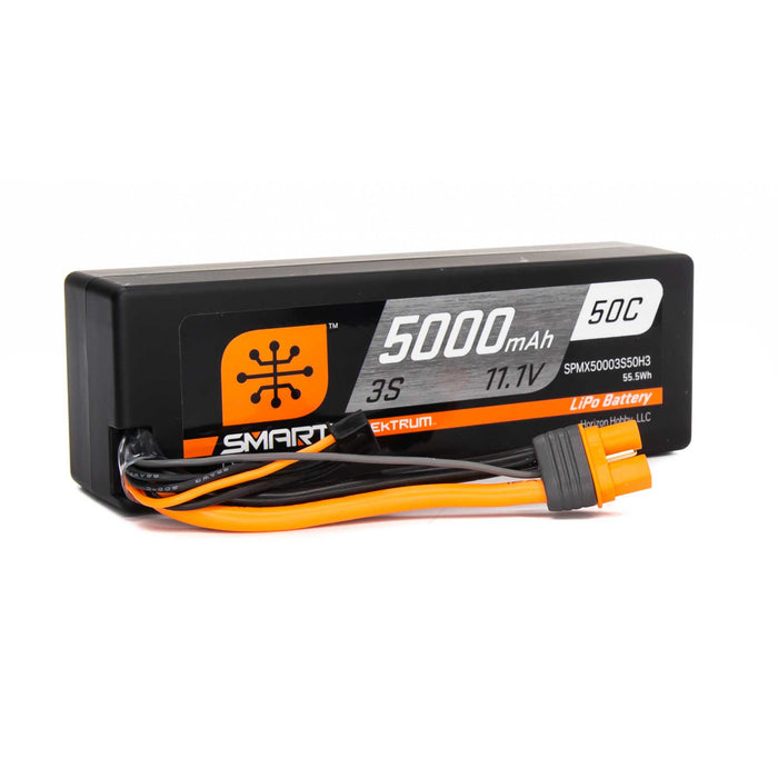 Spektrum 7.4V 5000mAh 2S 50C Smart Hardcase LiPo Battery: IC3 - SPMX50002S50H3