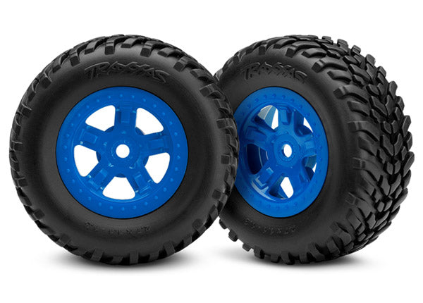 Traxxas Tires and Wheels Assembled Glued Blue - 7674