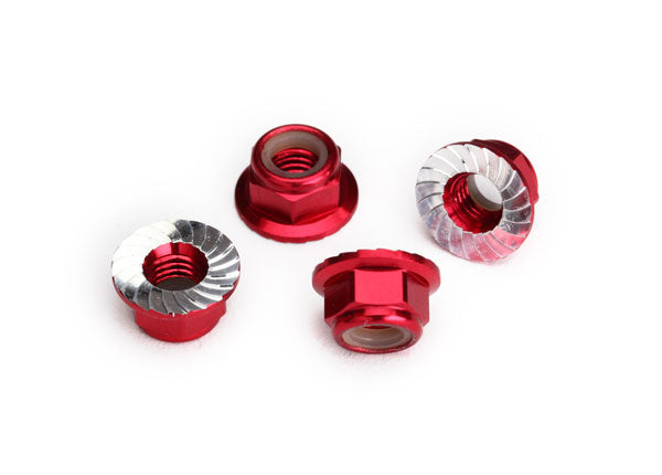 Traxxas 5mm Flanged Nylon Serrated Locking Nuts Red - 8447R