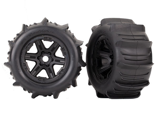 Traxxas Assembled Paddle Tires & Black 3.8" Wheels - 8674