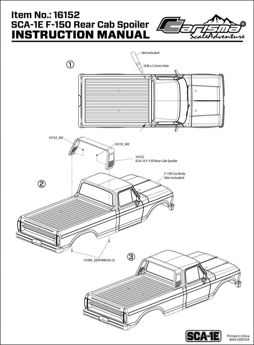 Carisma Polycarbonate Rear Cab Spoiler (324mm F-150 Only) - CIS16152