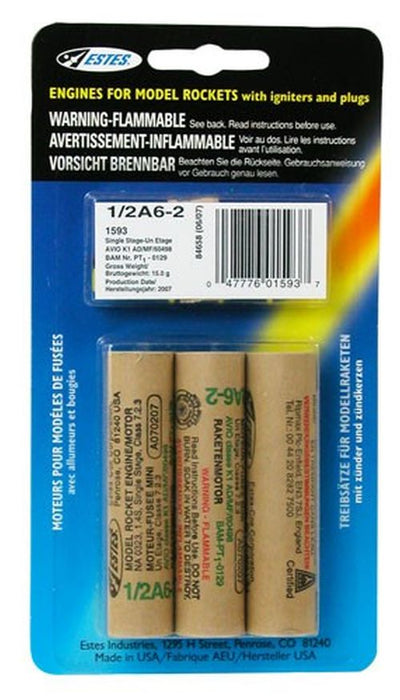 Estes 1/2A6-2 Model Rocket Engines (3pk) - EST1593