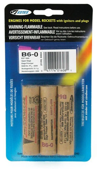 Estes B6-0 Model Rocket Engines (3pk) - EST1608