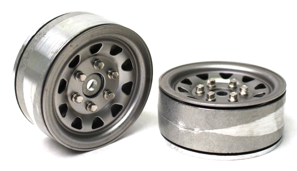 Gmade 1.9 SR04 Beadlock Wheels (Uncoated Silver) (2) - GMA70497