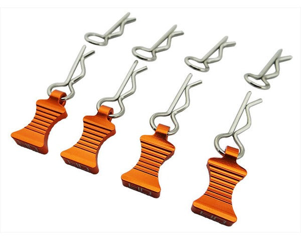 Hot Racing 1/10 Orange Aluminum EZ Pulls (4) Body Clips (8) HRAAC03EZ03