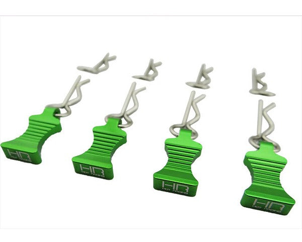 Hot Racing 1/10 Green Aluminum EZ Pulls and Body Clips HRAAC03EZ05