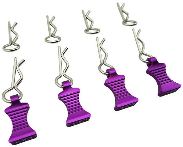 Hot Racing 1/10 Purple Aluminum EZ Pulls (4) Body Clips (8) HRAAC03EZ07