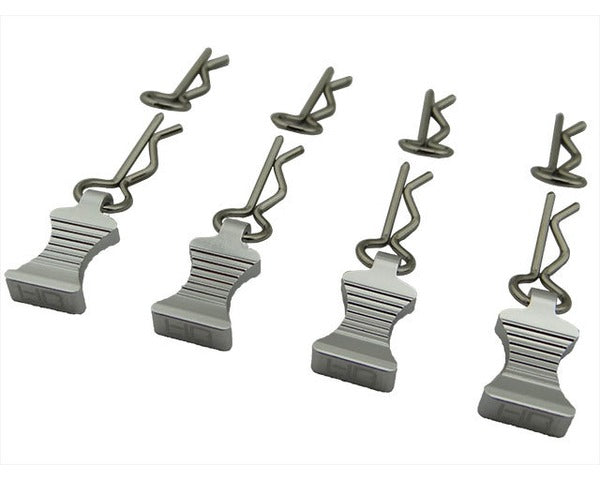 Hot Racing 1/10 Silver Aluminum EZ Pulls (4) Body Clips (8) HRAAC03EZ08