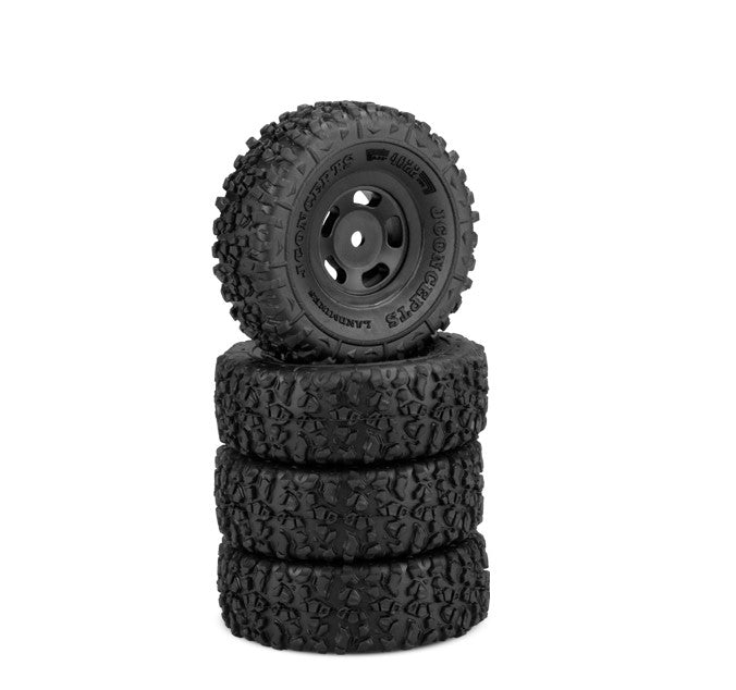 JConcepts Landmines Tires, Gold Compound, Pre-Mounted, Black 3431B Glide 5 Wheel, Fits Axial SCX24 - JCO402235911