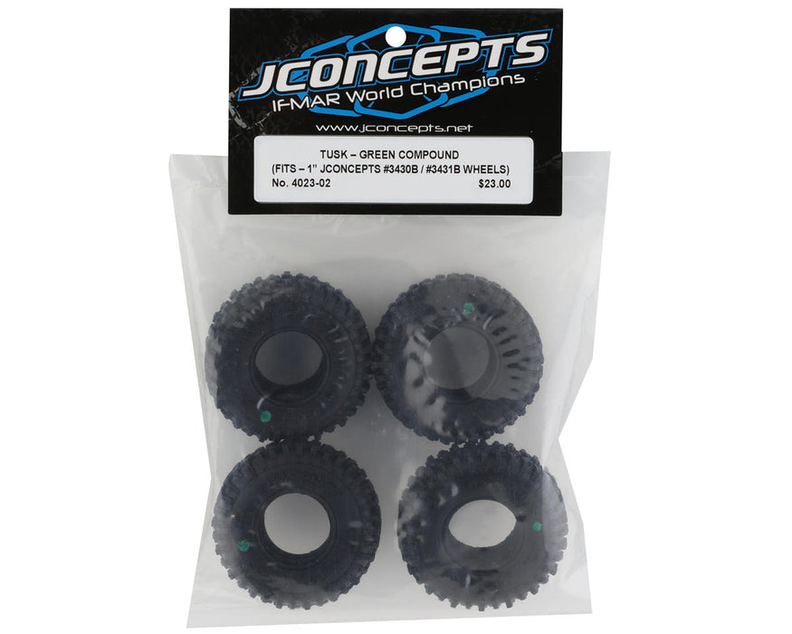 JConcepts Tusk 1.0" Micro Crawler Tires (4) (Green) - JCO402302