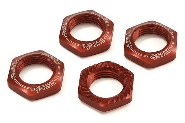 Kyosho Red 17mm Serrated Wheel Nut (4) KYOIFW472R