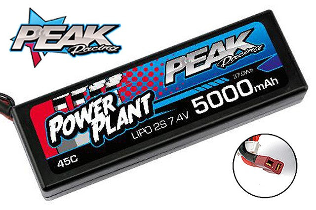 Peak Racing Power Plant 7.4V 2S 5000mAh 45C LiPo Battery w/ Deans - PEK00545