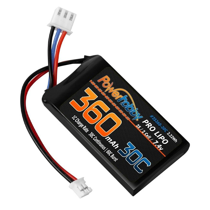 Power Hobby 360mAh 2S 30C LiPo Battery: Axial SCX24 - PHB2S36030CSCX24