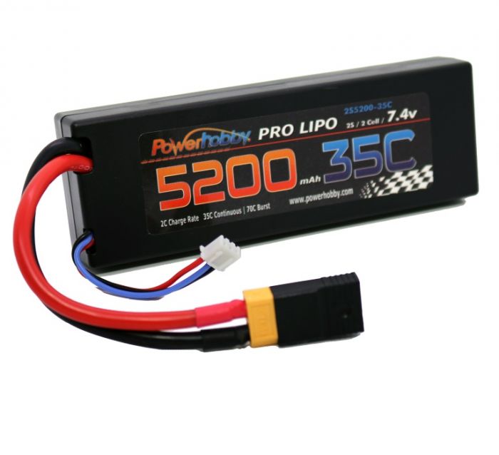 Power Hobby 5200mAh 7.4V 2S 35C LiPo Battery w/ XT60 & Popular Adapter - PHB2S520035CXT60APT