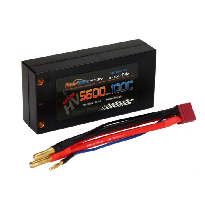 Power Hobby 2S 7.4C 5600MAH 100C HV Shorty Lipo RC Battery - PHB2S5600100CSHHV