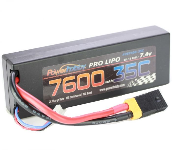 Power Hobby 7.4V 2S 7600mAh 35C LiPo Battery w/ XT60 & Popular Adapter - PHB2S760035CXT60APT