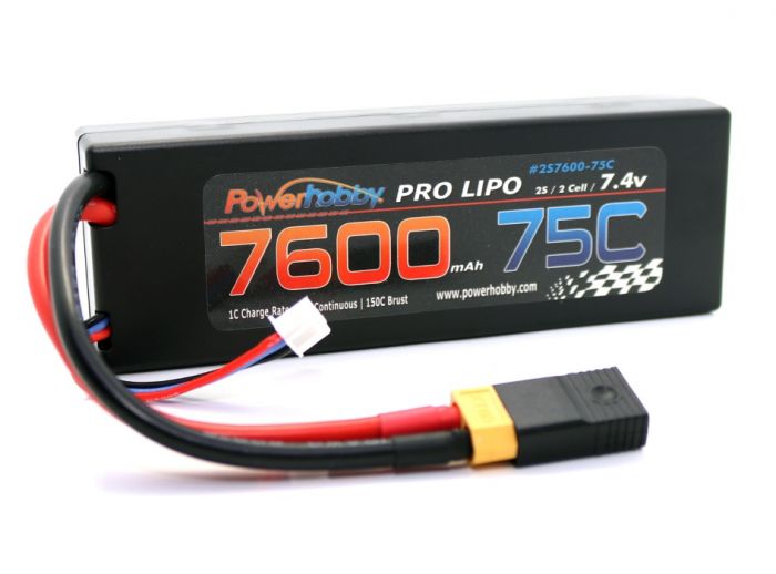 Power Hobby 7600mAh 7.4V 2S 75C LiPo Battery with XT60 - PHB2S760075CXT60APT