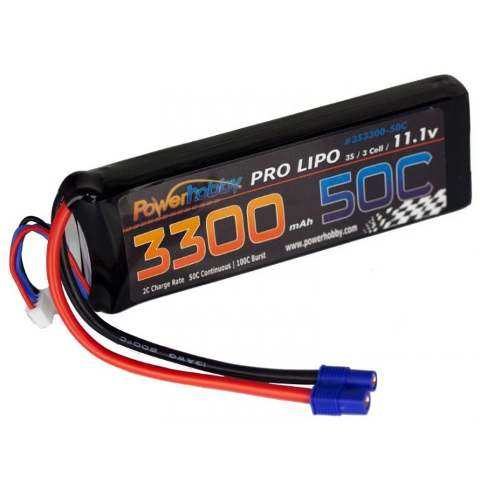 Power Hobby 3300mAh 11.1v 3S 50C-100C LiPo Battery with EC3 - PHB3S330050CEC3