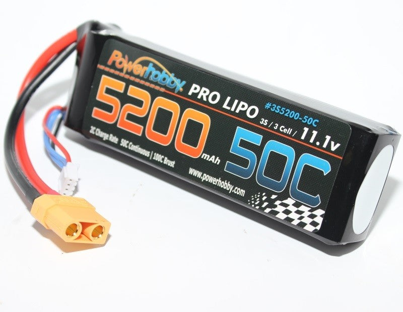 Power Hobby 5200mAh 11.1V 3S 50C LiPo Battery w/ Hardwired XT90 PHB3S520050C